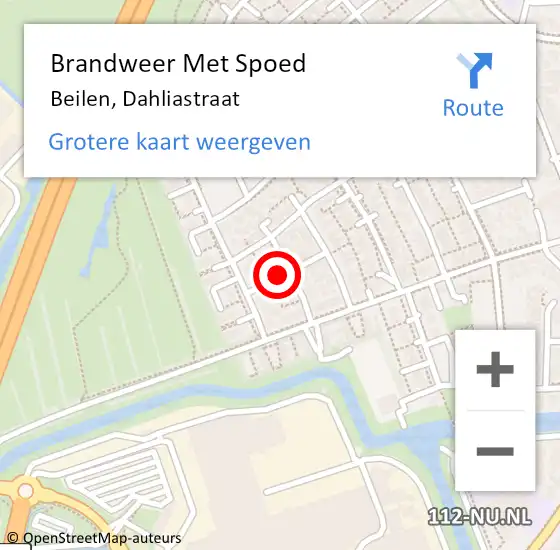 Locatie op kaart van de 112 melding: Brandweer Met Spoed Naar Beilen, Dahliastraat op 7 mei 2022 06:24