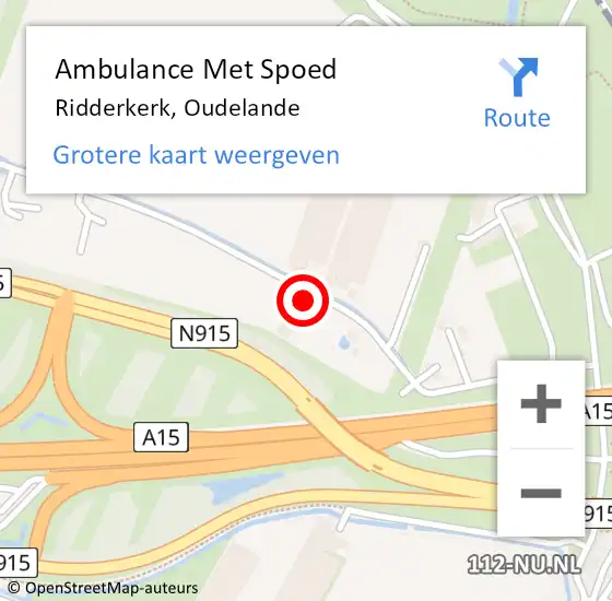 Locatie op kaart van de 112 melding: Ambulance Met Spoed Naar Ridderkerk, Oudelande op 7 mei 2022 06:39