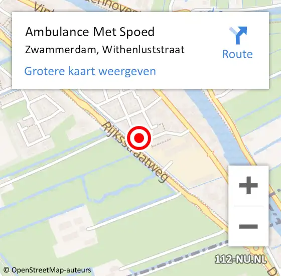 Locatie op kaart van de 112 melding: Ambulance Met Spoed Naar Zwammerdam, Withenluststraat op 7 mei 2022 06:45