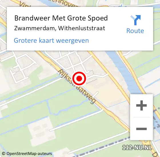 Locatie op kaart van de 112 melding: Brandweer Met Grote Spoed Naar Zwammerdam, Withenluststraat op 7 mei 2022 07:10