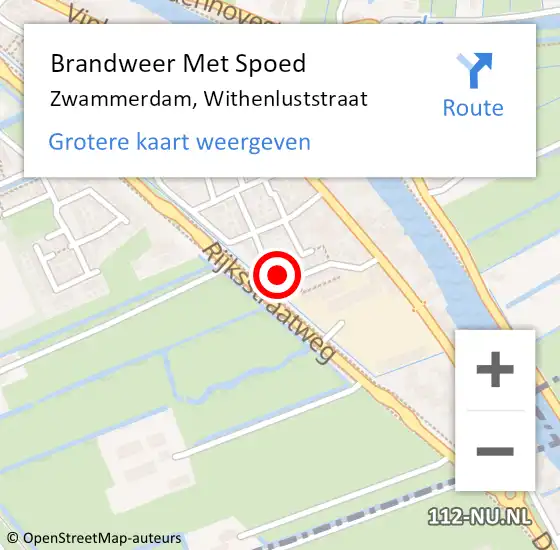 Locatie op kaart van de 112 melding: Brandweer Met Spoed Naar Zwammerdam, Withenluststraat op 7 mei 2022 07:33