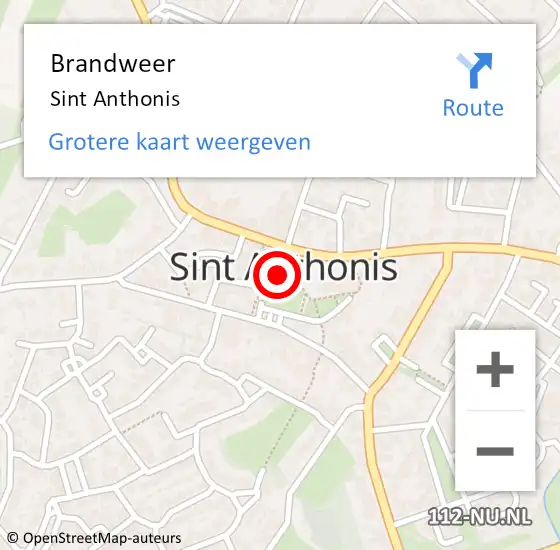 Locatie op kaart van de 112 melding: Brandweer Sint Anthonis op 7 mei 2022 08:21