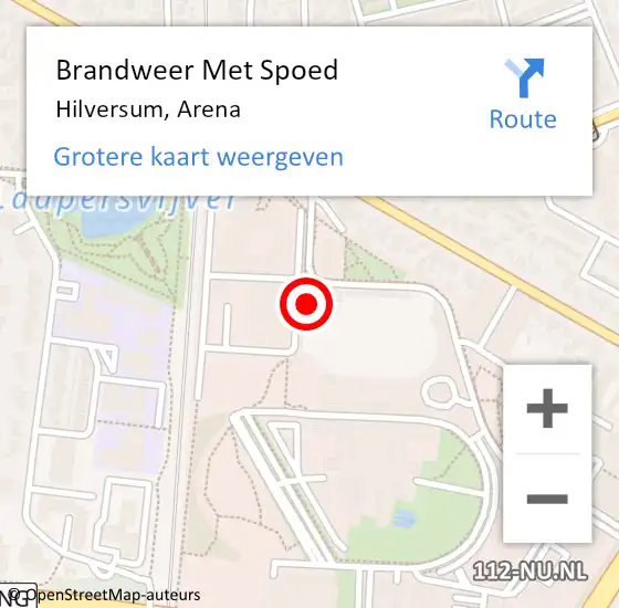 Locatie op kaart van de 112 melding: Brandweer Met Spoed Naar Hilversum, Arena op 7 mei 2022 08:24