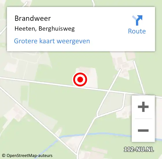 Locatie op kaart van de 112 melding: Brandweer Heeten, Berghuisweg op 7 mei 2022 08:42