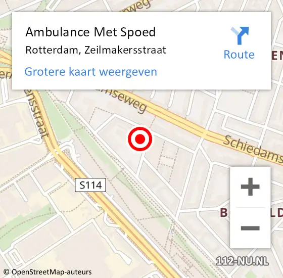 Locatie op kaart van de 112 melding: Ambulance Met Spoed Naar Rotterdam, Zeilmakersstraat op 7 mei 2022 09:12