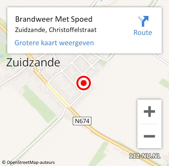 Locatie op kaart van de 112 melding: Brandweer Met Spoed Naar Zuidzande, Christoffelstraat op 7 mei 2022 09:28