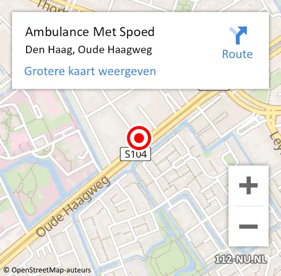 Locatie op kaart van de 112 melding: Ambulance Met Spoed Naar Den Haag, Oude Haagweg op 7 mei 2022 09:43