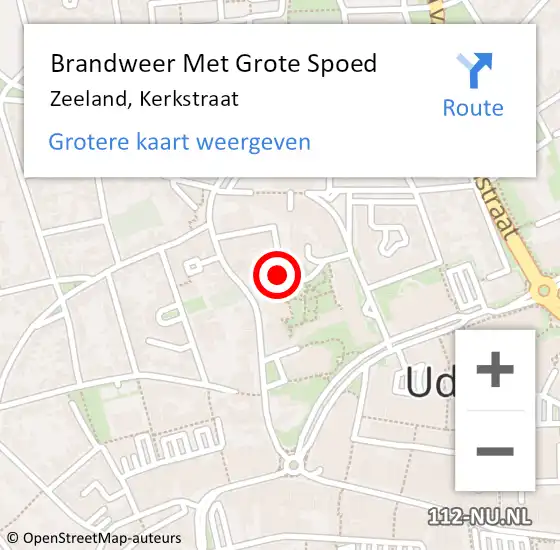 Locatie op kaart van de 112 melding: Brandweer Met Grote Spoed Naar Zeeland, Kerkstraat op 7 mei 2022 10:01