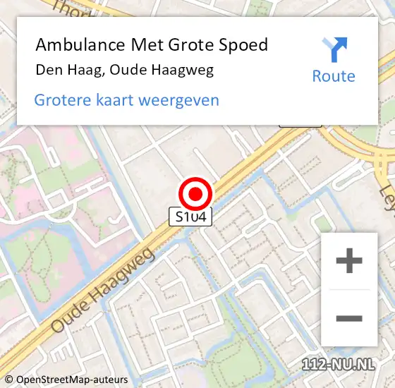 Locatie op kaart van de 112 melding: Ambulance Met Grote Spoed Naar Den Haag, Oude Haagweg op 7 mei 2022 10:25
