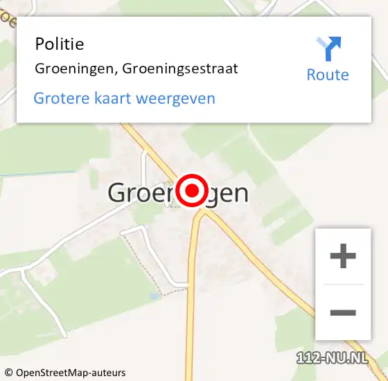 Locatie op kaart van de 112 melding: Politie Groeningen, Groeningsestraat op 16 juli 2014 16:35