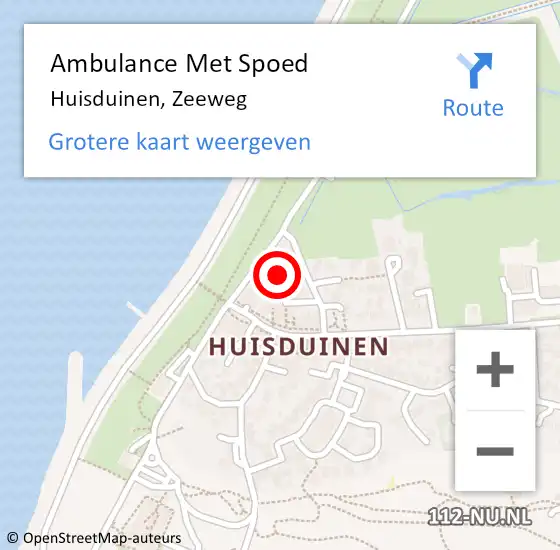 Locatie op kaart van de 112 melding: Ambulance Met Spoed Naar Huisduinen, Zeeweg op 7 mei 2022 10:54