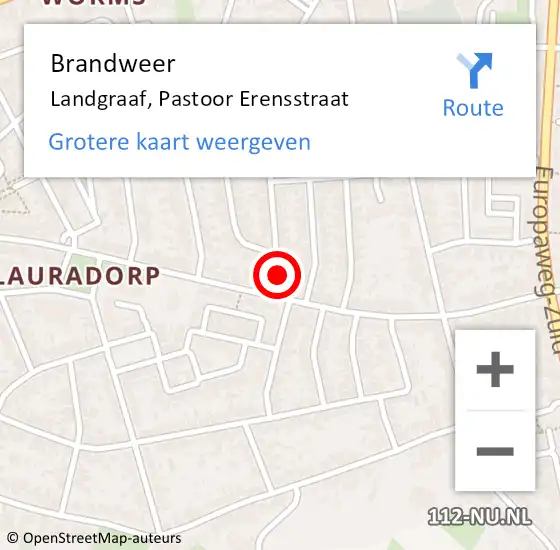 Locatie op kaart van de 112 melding: Brandweer Landgraaf, Pastoor Erensstraat op 8 oktober 2013 14:16