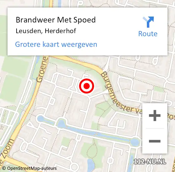 Locatie op kaart van de 112 melding: Brandweer Met Spoed Naar Leusden, Herderhof op 7 mei 2022 11:03