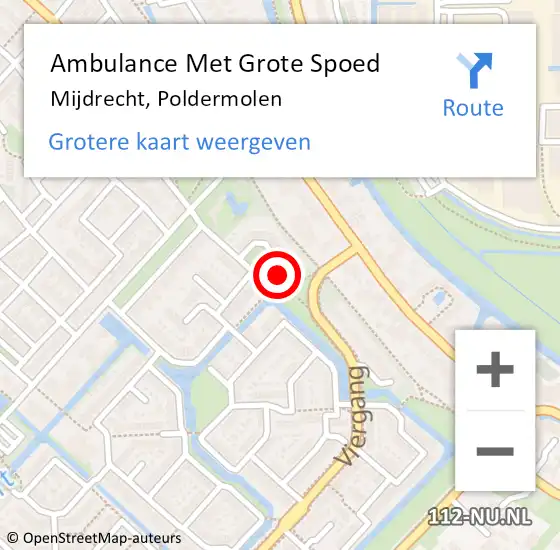 Locatie op kaart van de 112 melding: Ambulance Met Grote Spoed Naar Mijdrecht, Poldermolen op 16 juli 2014 16:38