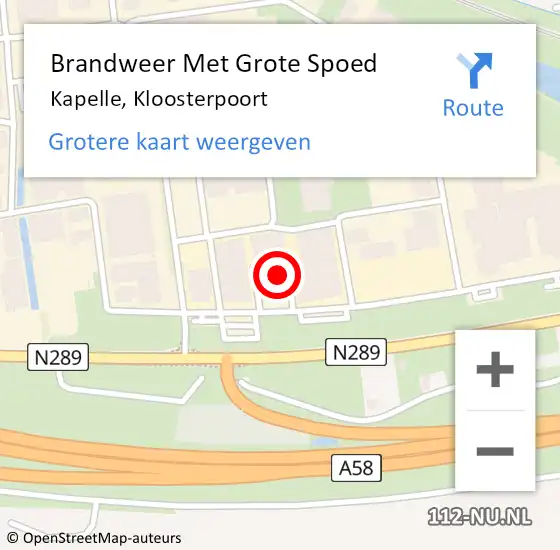 Locatie op kaart van de 112 melding: Brandweer Met Grote Spoed Naar Kapelle, Kloosterpoort op 7 mei 2022 11:11