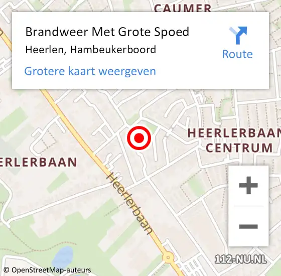 Locatie op kaart van de 112 melding: Brandweer Met Grote Spoed Naar Heerlen, Hambeukerboord op 7 mei 2022 11:13