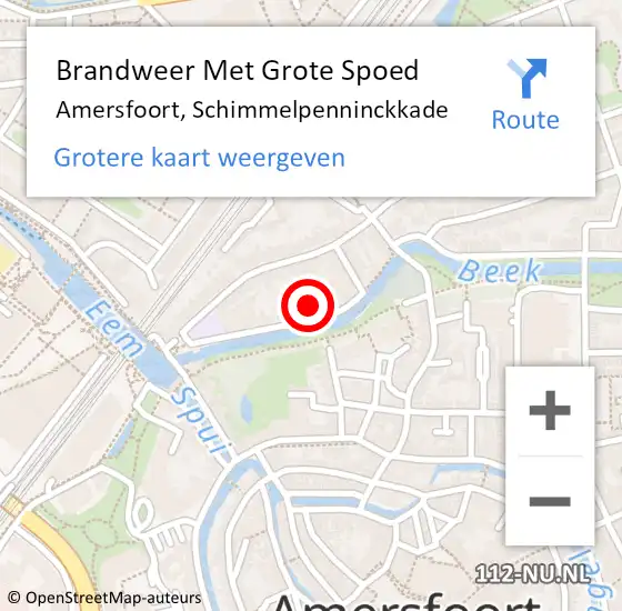 Locatie op kaart van de 112 melding: Brandweer Met Grote Spoed Naar Amersfoort, Schimmelpenninckkade op 7 mei 2022 11:22