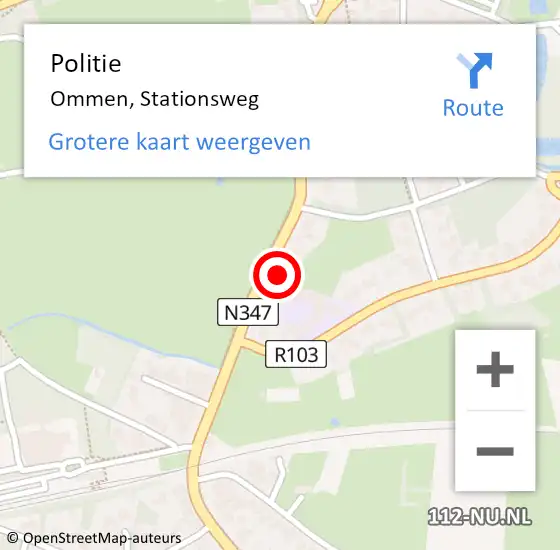 Locatie op kaart van de 112 melding: Politie Ommen, Stationsweg op 7 mei 2022 11:27