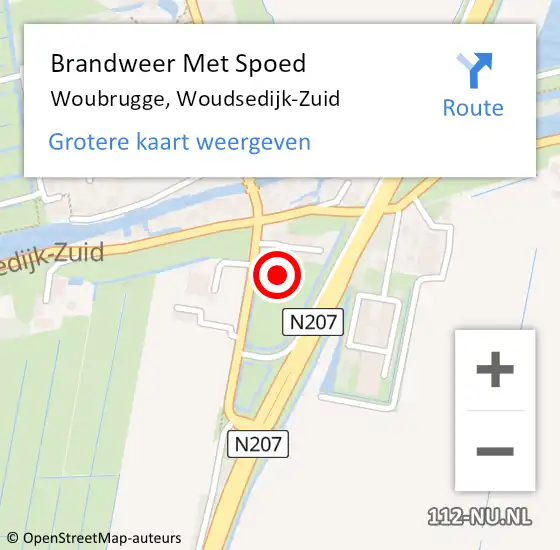 Locatie op kaart van de 112 melding: Brandweer Met Spoed Naar Woubrugge, Woudsedijk-Zuid op 7 mei 2022 11:30