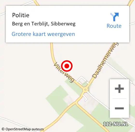 Locatie op kaart van de 112 melding: Politie Berg en Terblijt, Sibberweg op 7 mei 2022 11:31