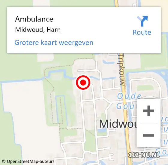 Locatie op kaart van de 112 melding: Ambulance Midwoud, Harn op 7 mei 2022 11:35