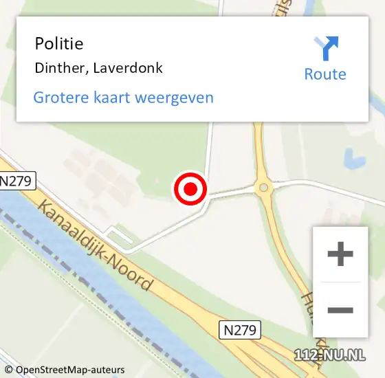 Locatie op kaart van de 112 melding: Politie Dinther, Laverdonk op 7 mei 2022 12:05