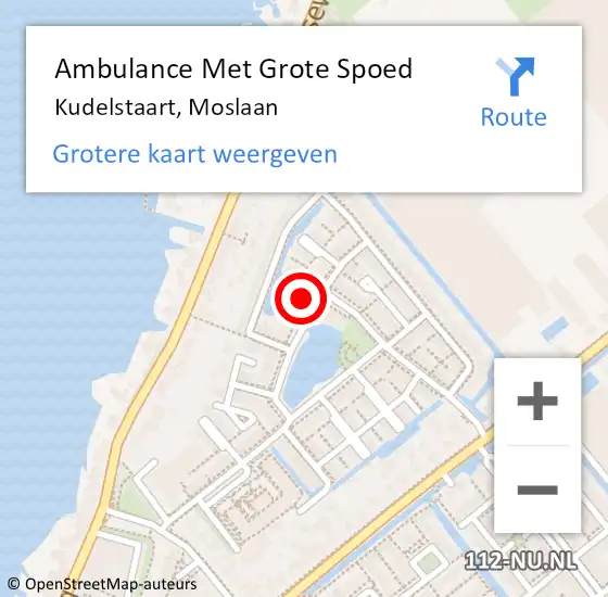 Locatie op kaart van de 112 melding: Ambulance Met Grote Spoed Naar Kudelstaart, Moslaan op 7 mei 2022 12:09