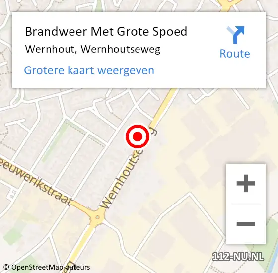 Locatie op kaart van de 112 melding: Brandweer Met Grote Spoed Naar Wernhout, Wernhoutseweg op 7 mei 2022 12:12