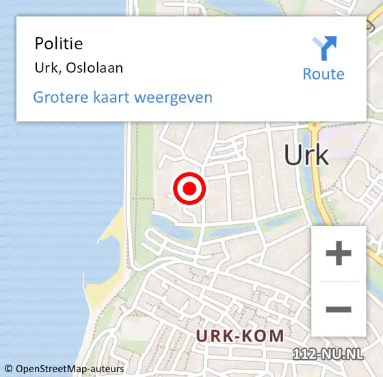 Locatie op kaart van de 112 melding: Politie Urk, Oslolaan op 7 mei 2022 12:14