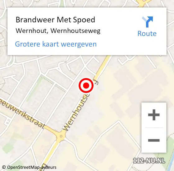 Locatie op kaart van de 112 melding: Brandweer Met Spoed Naar Wernhout, Wernhoutseweg op 7 mei 2022 12:21