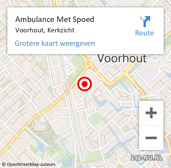 Locatie op kaart van de 112 melding: Ambulance Met Spoed Naar Voorhout, Kerkzicht op 7 mei 2022 13:01