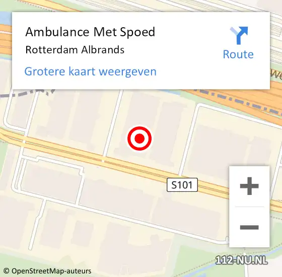 Locatie op kaart van de 112 melding: Ambulance Met Spoed Naar Rotterdam Albrands op 7 mei 2022 13:08