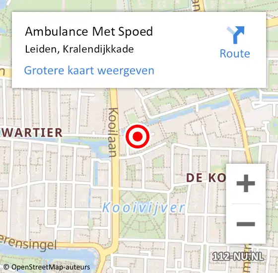 Locatie op kaart van de 112 melding: Ambulance Met Spoed Naar Leiden, Kralendijkkade op 7 mei 2022 13:24