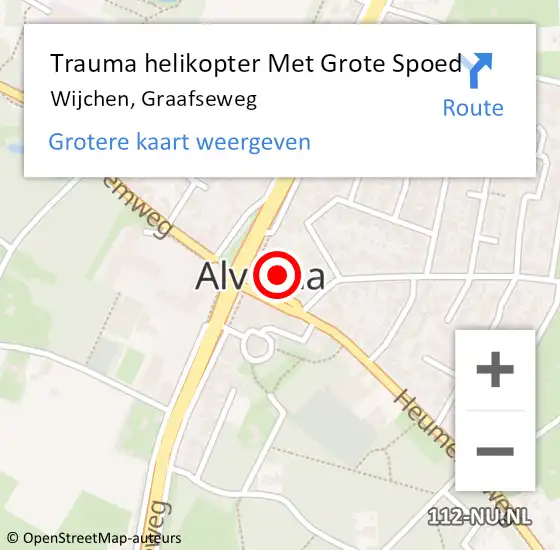 Locatie op kaart van de 112 melding: Trauma helikopter Met Grote Spoed Naar Wijchen, Graafseweg op 7 mei 2022 13:32