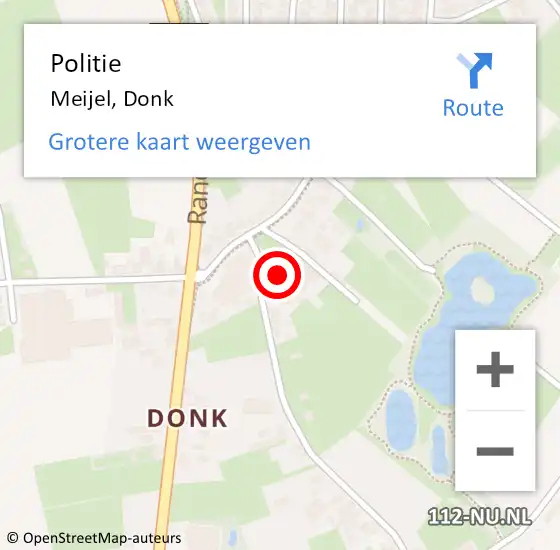 Locatie op kaart van de 112 melding: Politie Meijel, Donk op 7 mei 2022 13:35