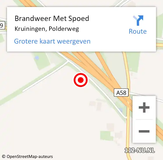 Locatie op kaart van de 112 melding: Brandweer Met Spoed Naar Kruiningen, Polderweg op 7 mei 2022 13:57