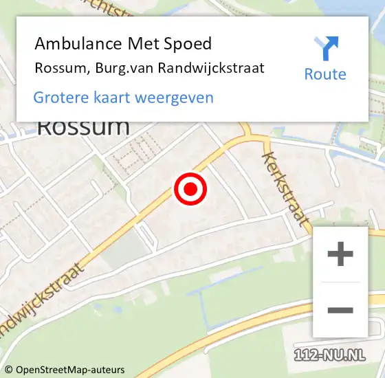 Locatie op kaart van de 112 melding: Ambulance Met Spoed Naar Rossum, Burg.van Randwijckstraat op 7 mei 2022 14:10