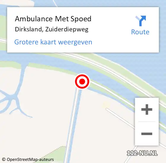 Locatie op kaart van de 112 melding: Ambulance Met Spoed Naar Dirksland, Zuiderdiepweg op 7 mei 2022 14:14