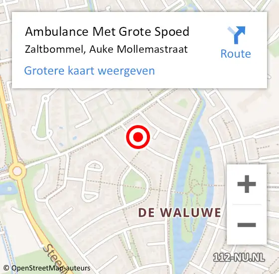 Locatie op kaart van de 112 melding: Ambulance Met Grote Spoed Naar Zaltbommel, Auke Mollemastraat op 7 mei 2022 14:16