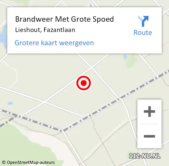 Locatie op kaart van de 112 melding: Brandweer Met Grote Spoed Naar Lieshout, Fazantlaan op 7 mei 2022 14:21