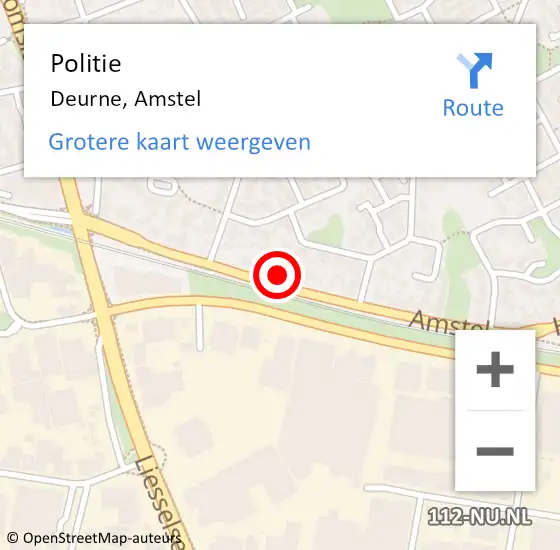 Locatie op kaart van de 112 melding: Politie Deurne, Amstel op 7 mei 2022 14:31