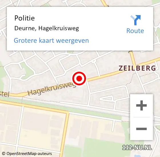 Locatie op kaart van de 112 melding: Politie Deurne, Hagelkruisweg op 7 mei 2022 14:32