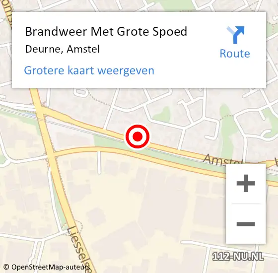 Locatie op kaart van de 112 melding: Brandweer Met Grote Spoed Naar Deurne, Amstel op 7 mei 2022 14:32