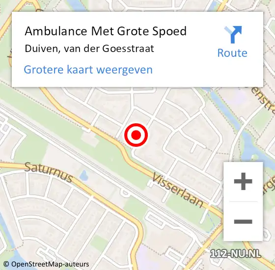 Locatie op kaart van de 112 melding: Ambulance Met Grote Spoed Naar Duiven, van der Goesstraat op 7 mei 2022 15:05