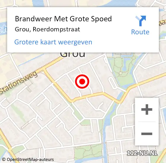 Locatie op kaart van de 112 melding: Brandweer Met Grote Spoed Naar Grou, Roerdompstraat op 7 mei 2022 15:07