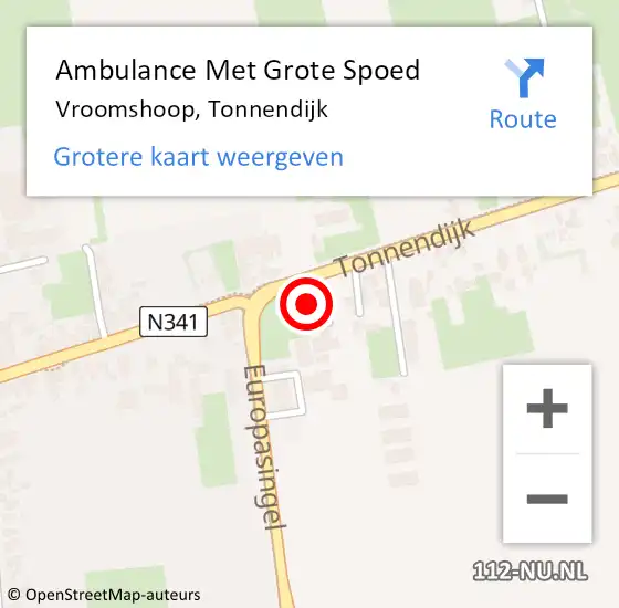 Locatie op kaart van de 112 melding: Ambulance Met Grote Spoed Naar Vroomshoop, Tonnendijk op 7 mei 2022 15:29