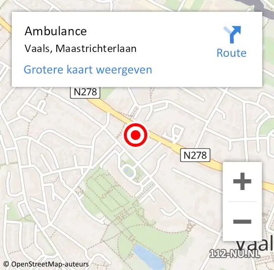 Locatie op kaart van de 112 melding: Ambulance Vaals, Maastrichterlaan op 8 oktober 2013 14:21