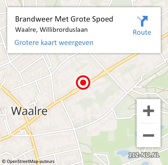 Locatie op kaart van de 112 melding: Brandweer Met Grote Spoed Naar Waalre, Willibrorduslaan op 7 mei 2022 15:47