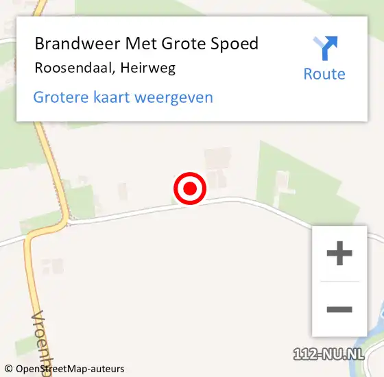 Locatie op kaart van de 112 melding: Brandweer Met Grote Spoed Naar Roosendaal, Heirweg op 7 mei 2022 15:50