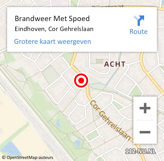 Locatie op kaart van de 112 melding: Brandweer Met Spoed Naar Eindhoven, Cor Gehrelslaan op 7 mei 2022 16:00